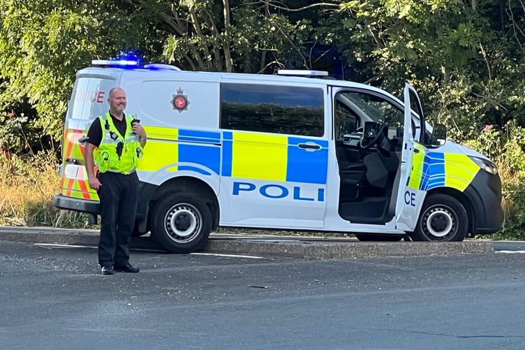 Police have blocked access to the Ronaldsway Industrial Estate