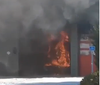 The blaze at the joint fire and ambulance station