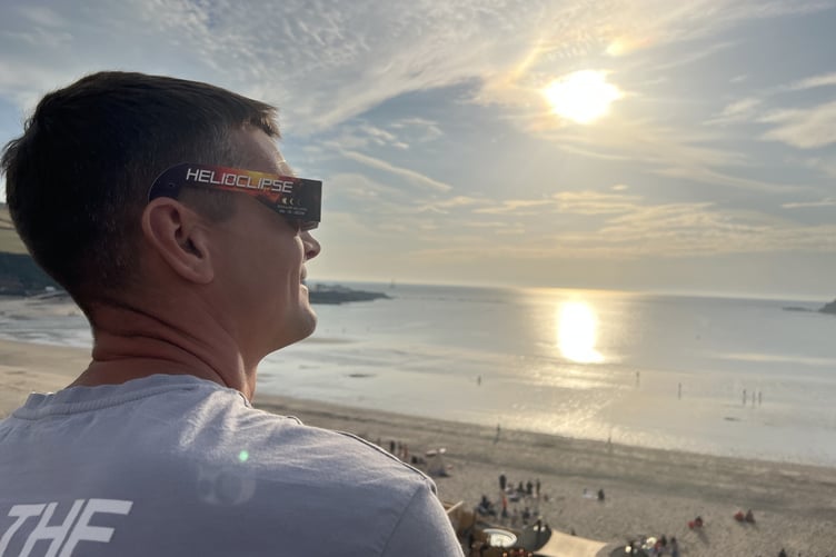 Ashley Blake acquired the special eclipse specs for the occasion