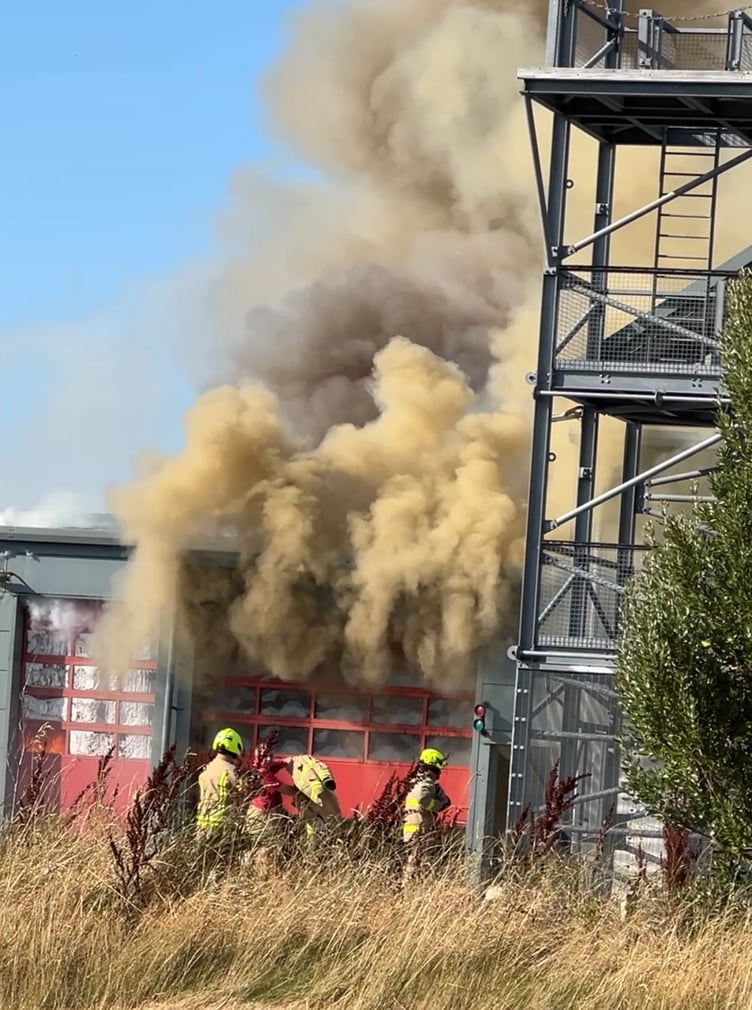 A plume of smoke could be seen from miles around after a fire broke out in the appliance room at Castletown and Malew fire station
