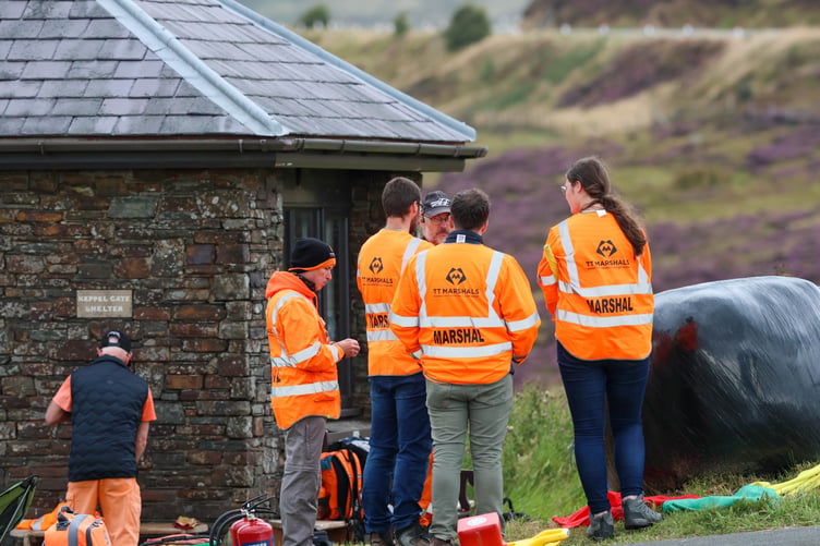 Marshals at Keppel Gate during the Manx Grand Prix 2026