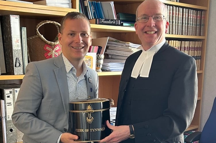 Charlie Feldman with the Clerk of Tynwald Jonathan King