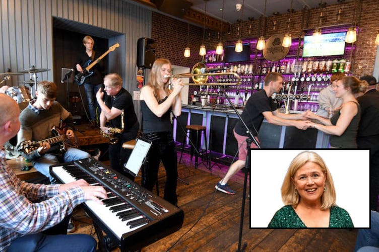 Previous Jazz festival at the Riddler with an inset of Jane Corkill who will be performing next week