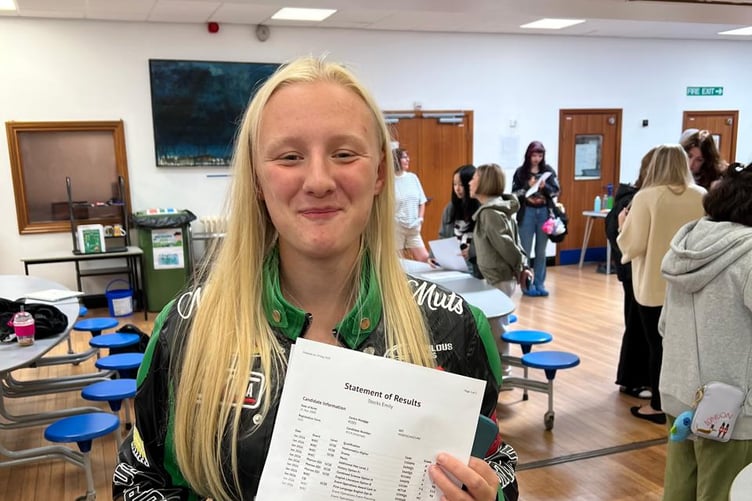 Emily Stocks said she was happy with her grades after being very nervous on results morning