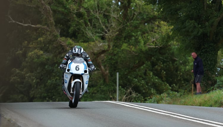 Michael Dunlop on his way to victory in the Classic TT's Formula One race