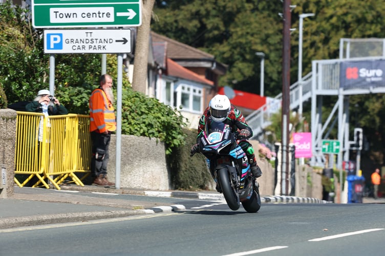 Johnny Stewart on his way to a historic fourth Manx Grand Prix win of the meeting (Photo: Callum Staley/CJS Photography)