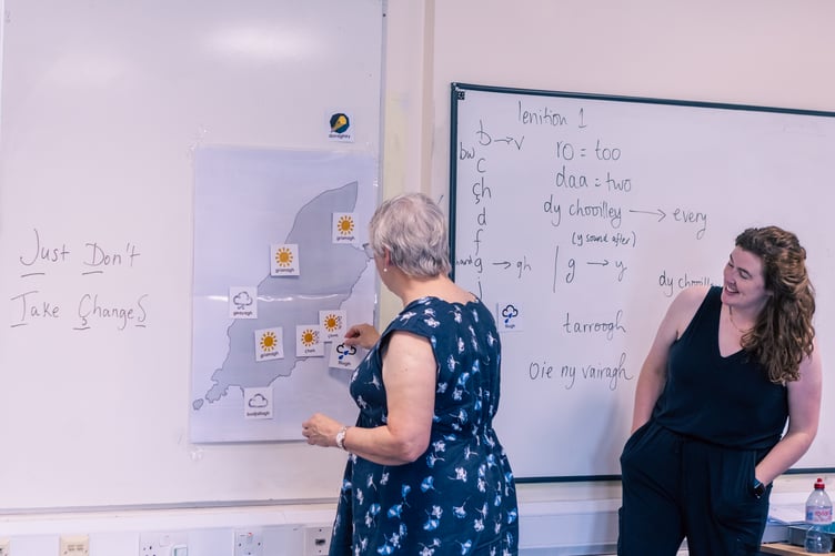 Students practised weather forecasting while honing their grammar skills in an upper intermediate class with teacher Ruth Keggin Gell