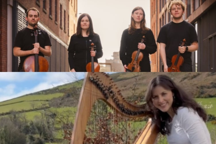 The Talland Quartet pictured with Mera Royle