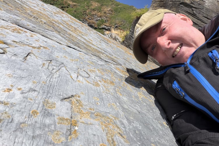 A happy James Campbell after finding the carved horse
