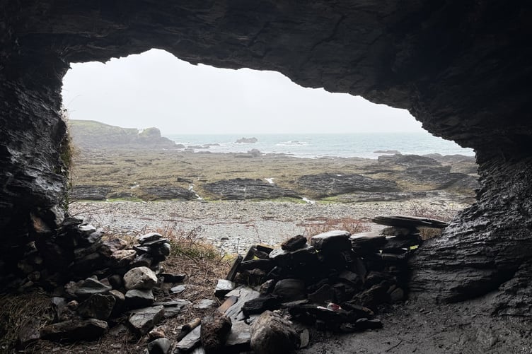 The cave at Perwick Bay where great auk bones were found