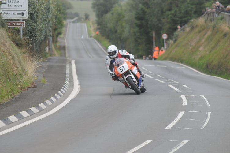 Laxey-raised Stuart Clotworthy had an exceptionally busy week, competing (and finishing) all four Manx Grand Prix races, then contesting the Formula One and Senior Classic TT events on a Kawasaki ZXR750. He finished both of these, pushing in from Governor's Bridge in the latter. The 44-year-old has lived in Virginia City, USA for many years (Photo: John Watterson)