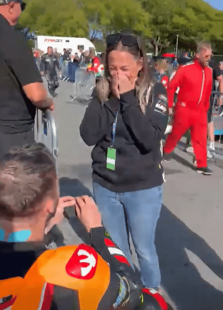 The emotional moment in Parc Ferme was caught on camera
