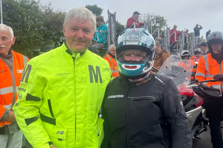 Organiser Jim Hunter and Daniel Ingham's wife, Helayna ahead of the tribute lap