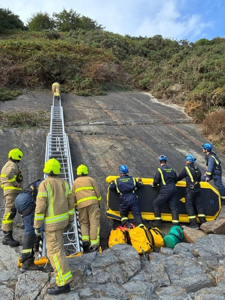 Coastguard rescuers mount an operation to save the young boy