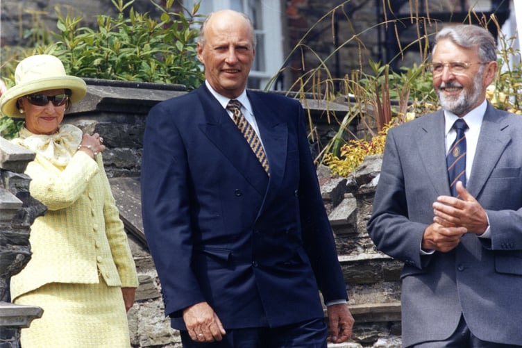 A Royal visit in 2002: Queen Sonja, King Harald and the late Noel Cringle, then President of Tynwald