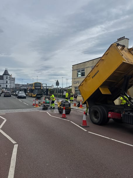 Work at the Duke Street and Market Hill junction on Tuesday