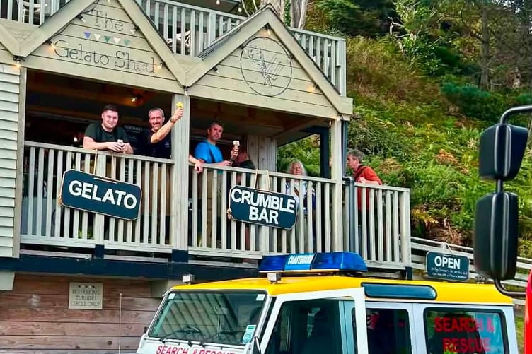 Coastguard and fire fighter crews enjoy a 'much needed' gelato after rescuing a boy from a cliff in Laxey (Photo: Billy Clegg)
