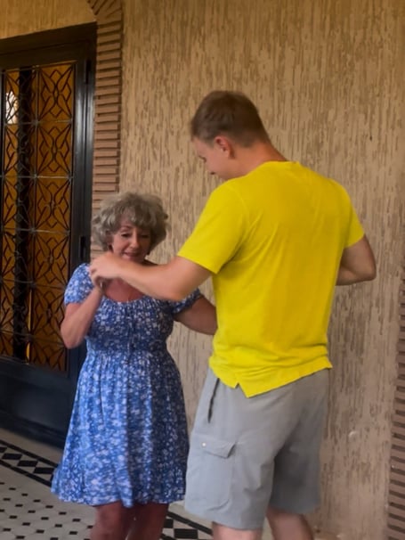 Will pictured with his Mum