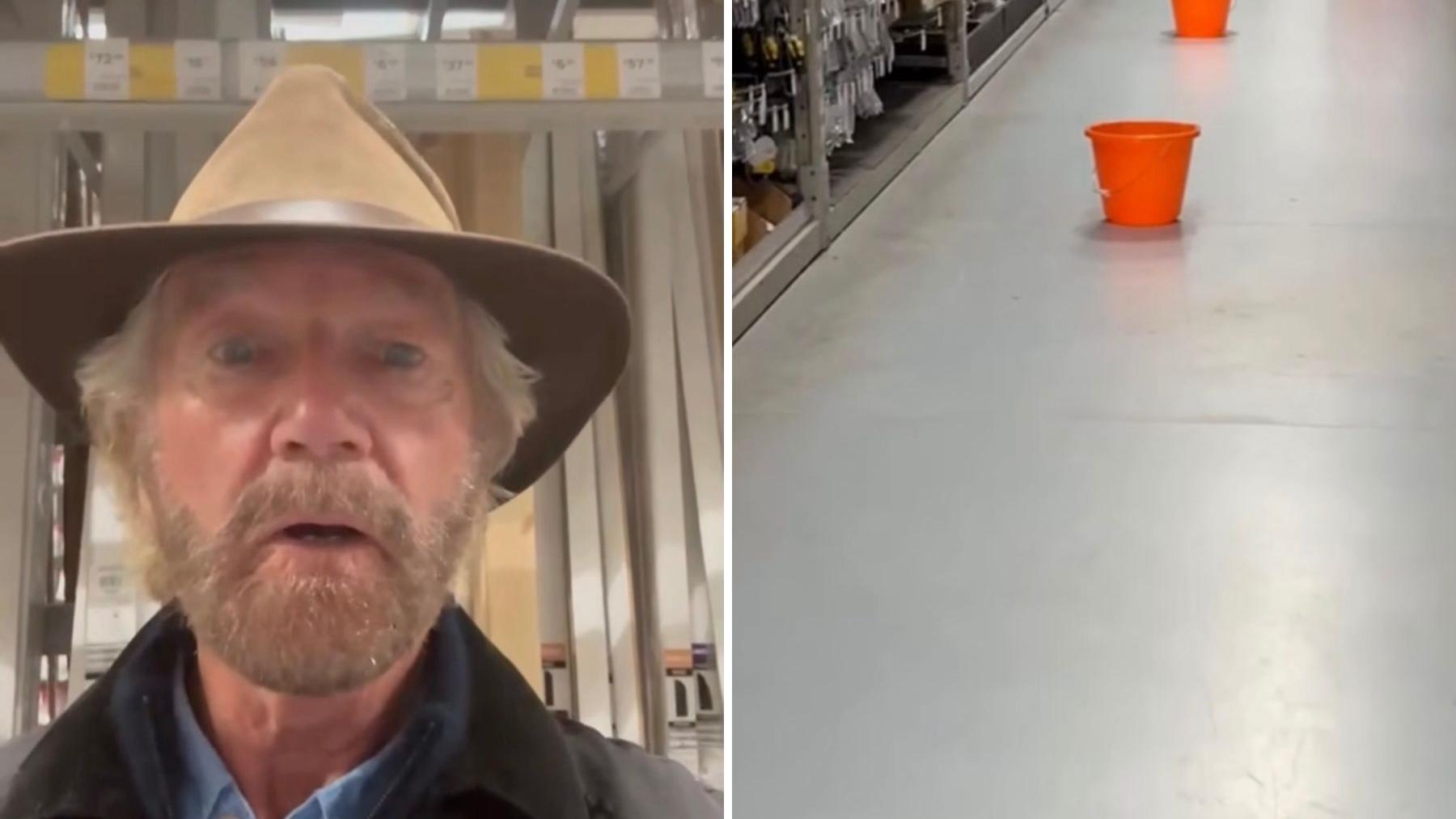 Телеведущий Ноэль Эдмондс заснял протечку крыши в магазине B&Q на острове Мэн