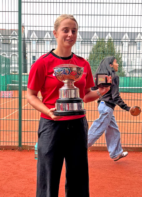 Charlotte Clarke was in impressive form at the recent Junior and Senior Island Tennis Championships, claiming a hat-trick of titles