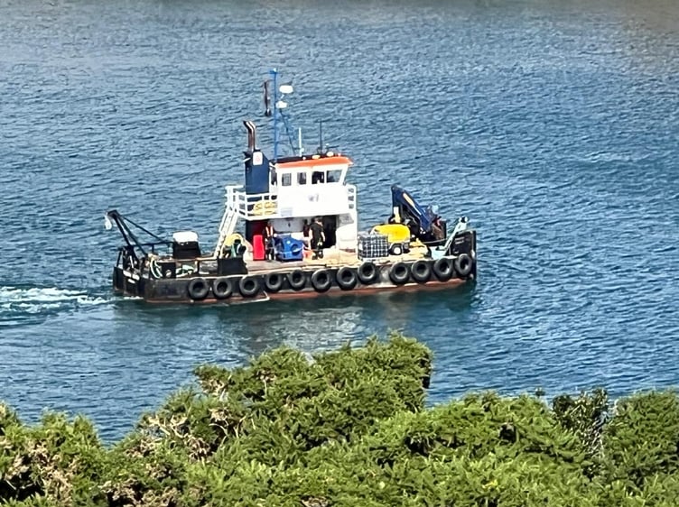 Plough dredging in Douglas Harbour continuing on Wednesday afternoon this week. The DoI say this work is routine. Plough dredging only pushes loose mud and soft silt around, while a capital dredge would physically dig and remove hard, compacted materials (Photo: Media Isle of Man)