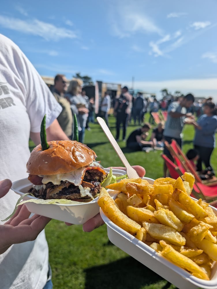 A burger with chilli horns was one of the many food items available for purchase