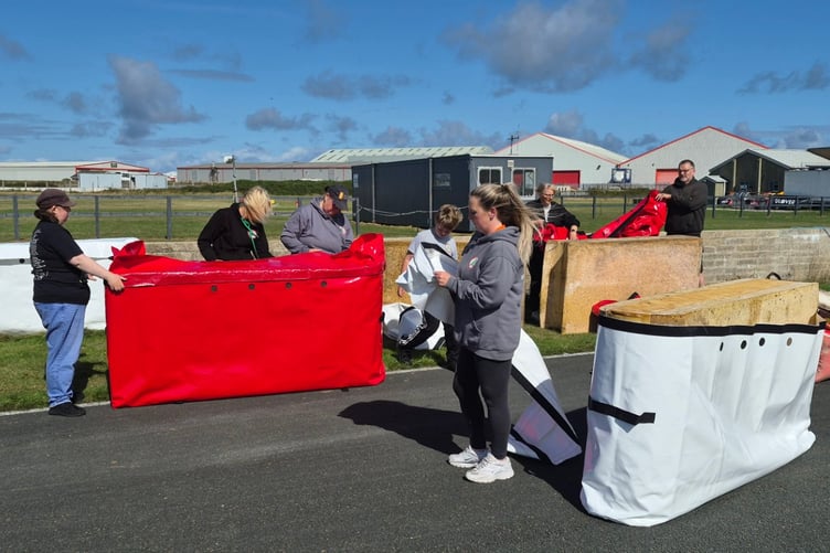 The new barriers being put in place at Jurby