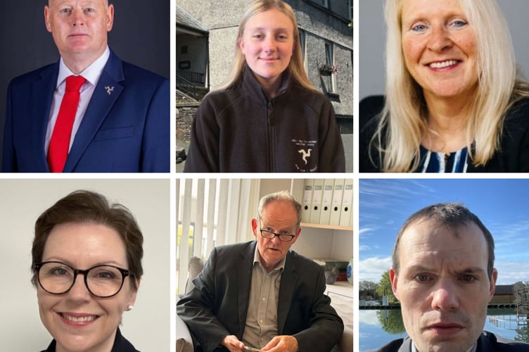 The six candidates standing in Onchan (L-R from the top - Rob Callister; Gabriella Corkish, Julie Edge, Rachel Glover, Peter Karran and Oliver Lockwood)