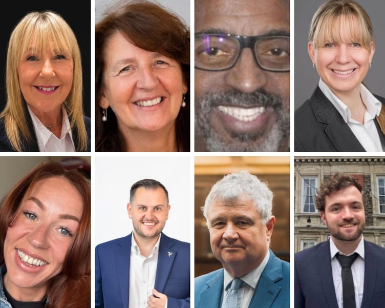 The eight candidates standing in Douglas Central (L-R from the top - Sharon Lee Bridgens; Ann Corlett; George Hargreaves; Andrea Krüger; Creena Mason; Peter Shimmin; Chris Thomas and Devon Watson)