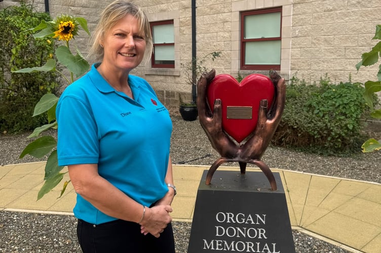 Diane in the Organ Donor Memorial Garden at Noble's Hospital