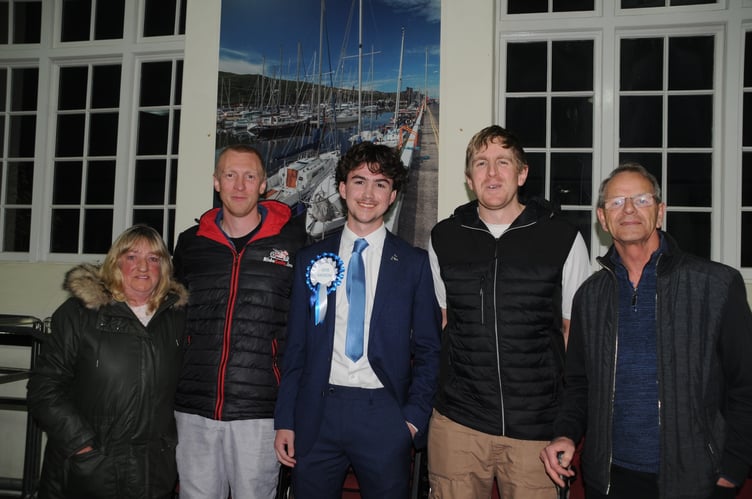 Daniel Davison with his auntie and uncle, and his two brothers, Matt (left of centre) and Greig. (Photo: John Watterson/Media Isle of Man)