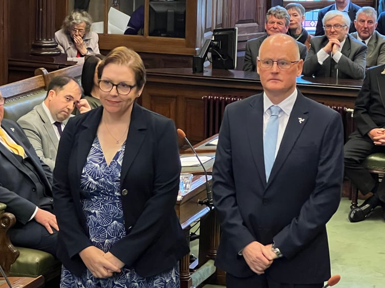 Dr Rachel Glover and Rob Callister are sworn in as Onchan's MHKs