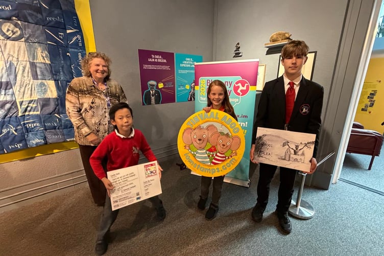 (Left to right) Cathy Clucas (Manx Language Service lead), Nick Zhao, Ruby Graham and Martin Djusko