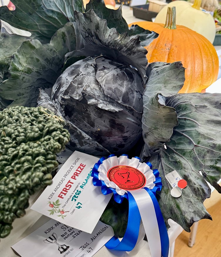 Jess Allanson won best in vegetables and best in roots/other veg