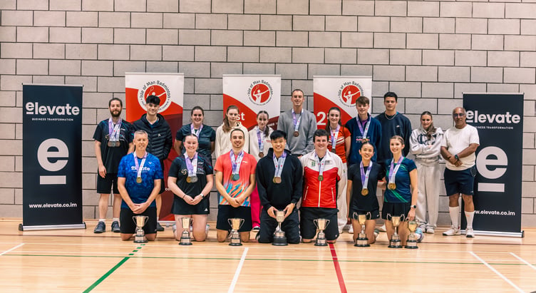 The various winners in the recent 2026 Senior Restricted badminton tournament at the Roundhouse (Photo: DK Photography)