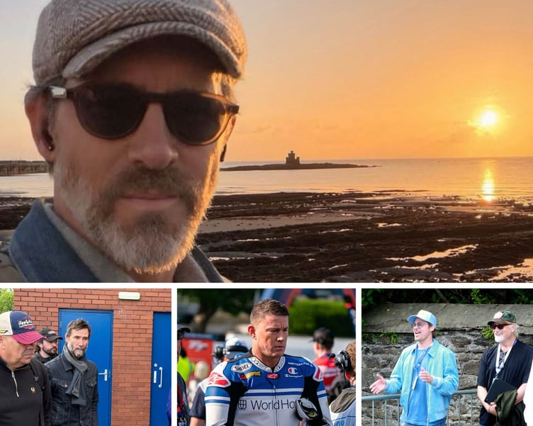 Ryan Reynolds (top) joins a raft of celebrities to be spotted around the Isle of Man this year, including Keanu Reeves (bottom left), Channing Tatum (bottom middle) and Brad Pitt (bottom right)