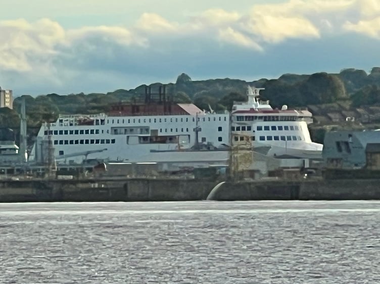 Manxman berthed at Cammell Laird on Sunday (October 4)