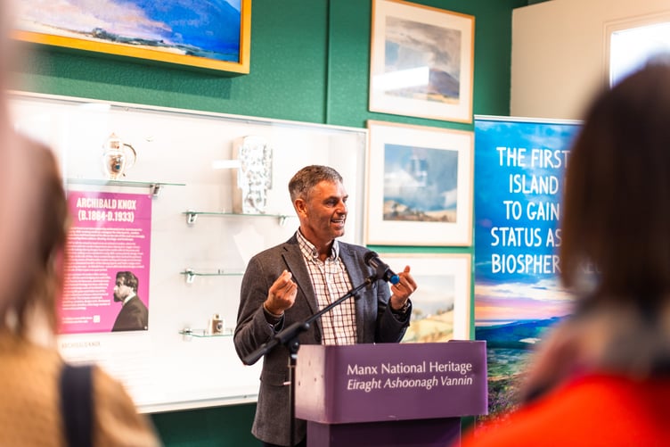 Jason Bissell, chair of the Biosphere Isle of Man Board, provides a speech