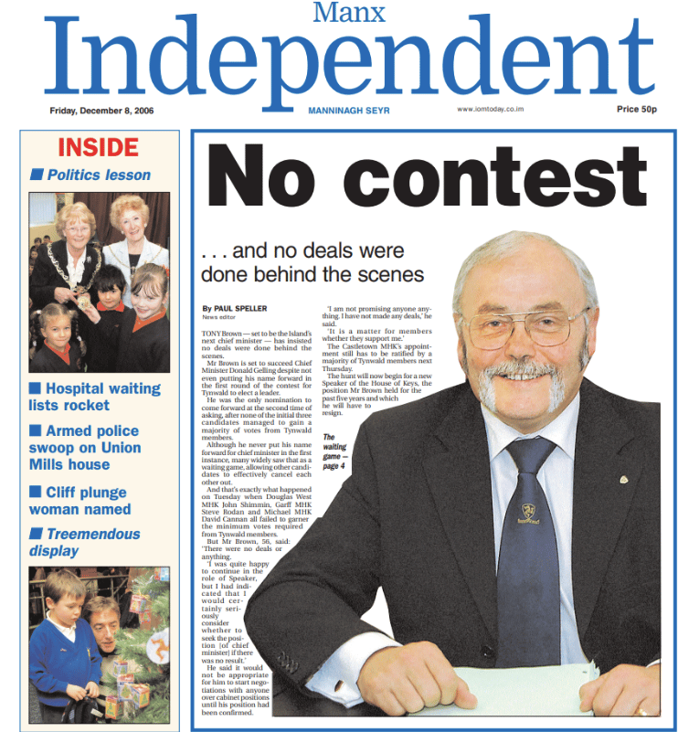 No contest - Examiner front page from December 6, 2006