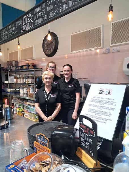 Staff at the Northern Swimming Pool Café in Ramsey, whose warm welcome has helped the Better Together carers’ group thrive for more than a year.