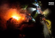 Temporary traffic lights in place near scene of major fire