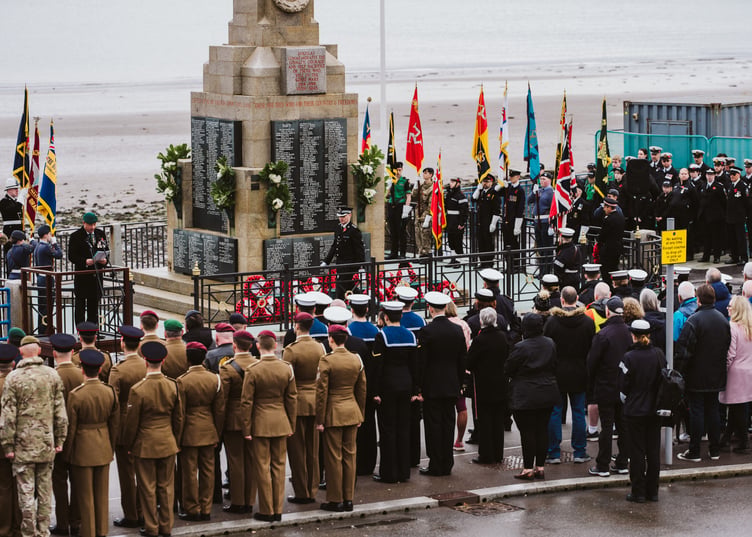A previous Remembrance Day at Douglas War Memorial