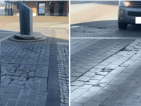 Pictures show sinking promenade paving