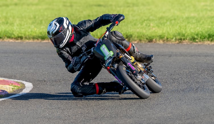 Toby Melvin on his way to achieving an unprecedented full house of race wins en route to clinching the junior pitbike championship (Photo: Hagar Photography)