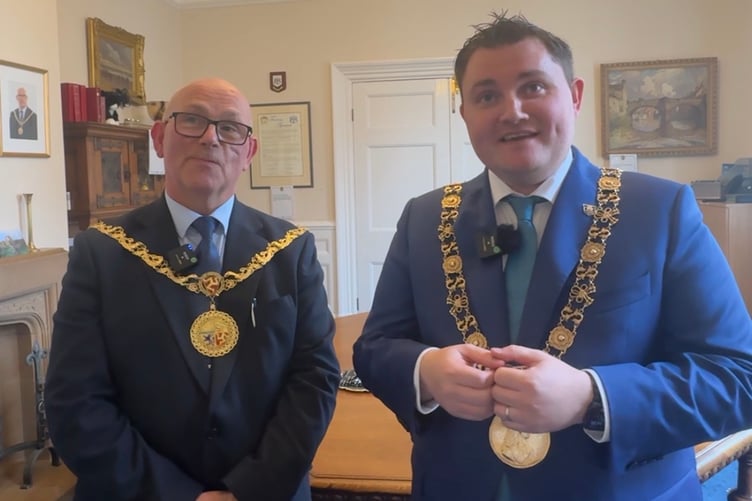 Mayor of Douglas, Councillor Steven Crellin JP, and Lord Mayor of Dublin, Daryl Barron.