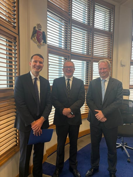 (Left to right) Greg Chambers (Appleby counsel), His Honour Deemster Corlett and Mark Holligon (Appleby managing partner)
