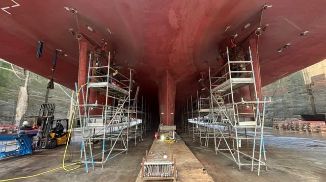 Manxman in dry dock at Balaena Birkenhead