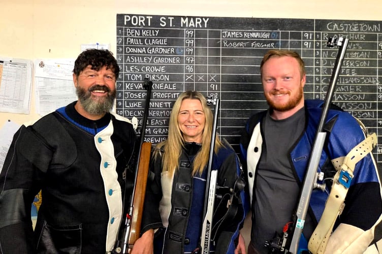 Paul Clague, Donna Gardner and Ben Kelly who each recorded 99 for Port St Mary last week