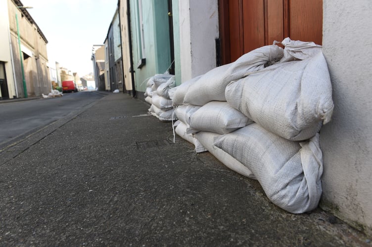 Sandbags previously used on Hope Street in Castletown - 