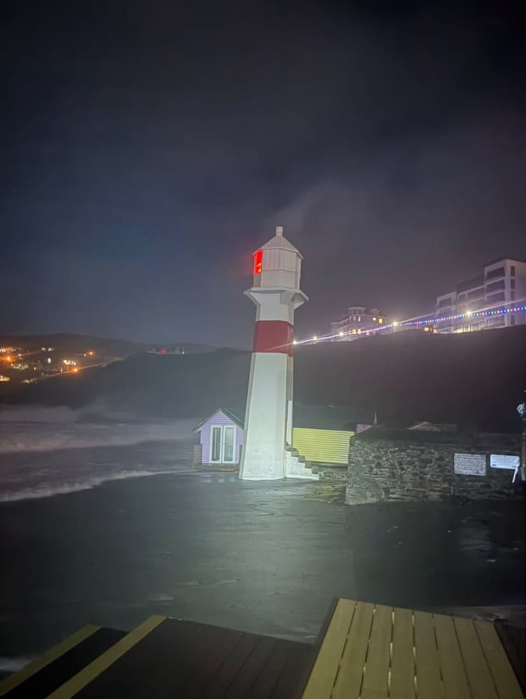 One of the huts was displaced nearer to the lighthouse